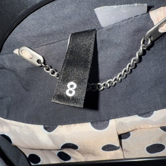 Divided by H&M Blazer Womens Sz 8 Black Pink Polka Dot Lined Pockets Cotton - Picture 3 of 11